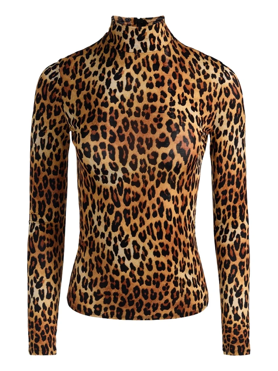 Alice + Olivia Women's Delaina Leopard-Print Turtleneck Top