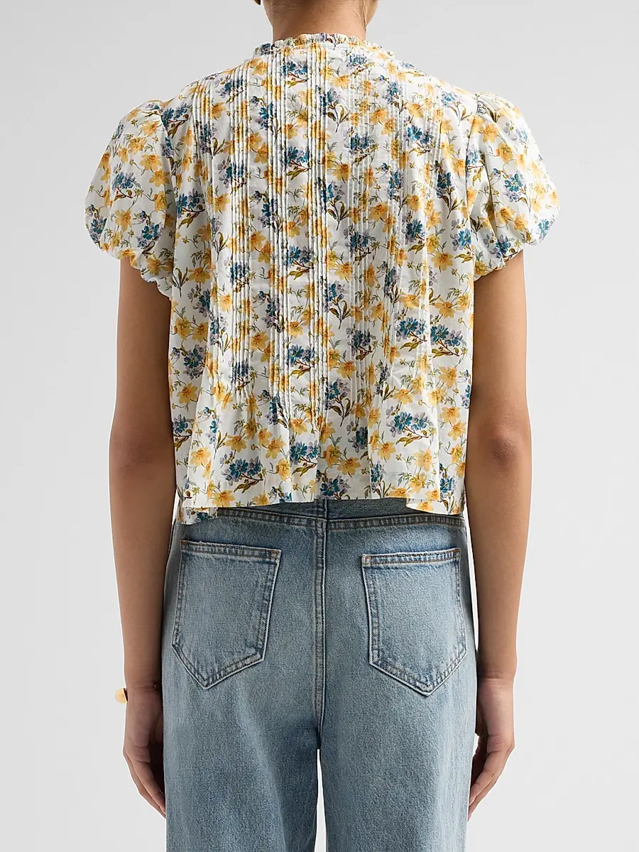 DÔEN Women's Millie Pintuck Cotton Top | Thumbnail 3