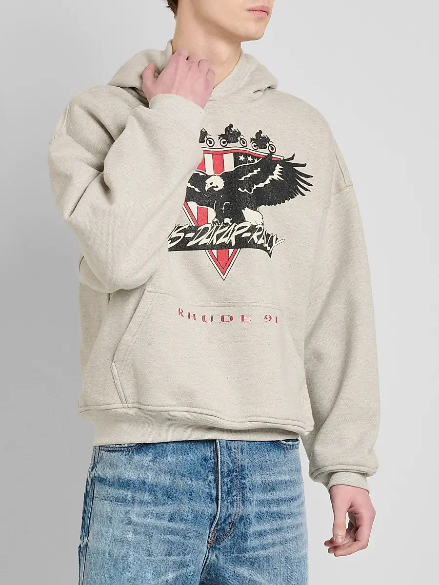 Rhude Men's Stage Racing Logo Cotton-Blend Hoodie | Thumbnail 4 Rhude Men's Stage Racing Logo Cotton-Blend Hoodie | Thumbnail 4
