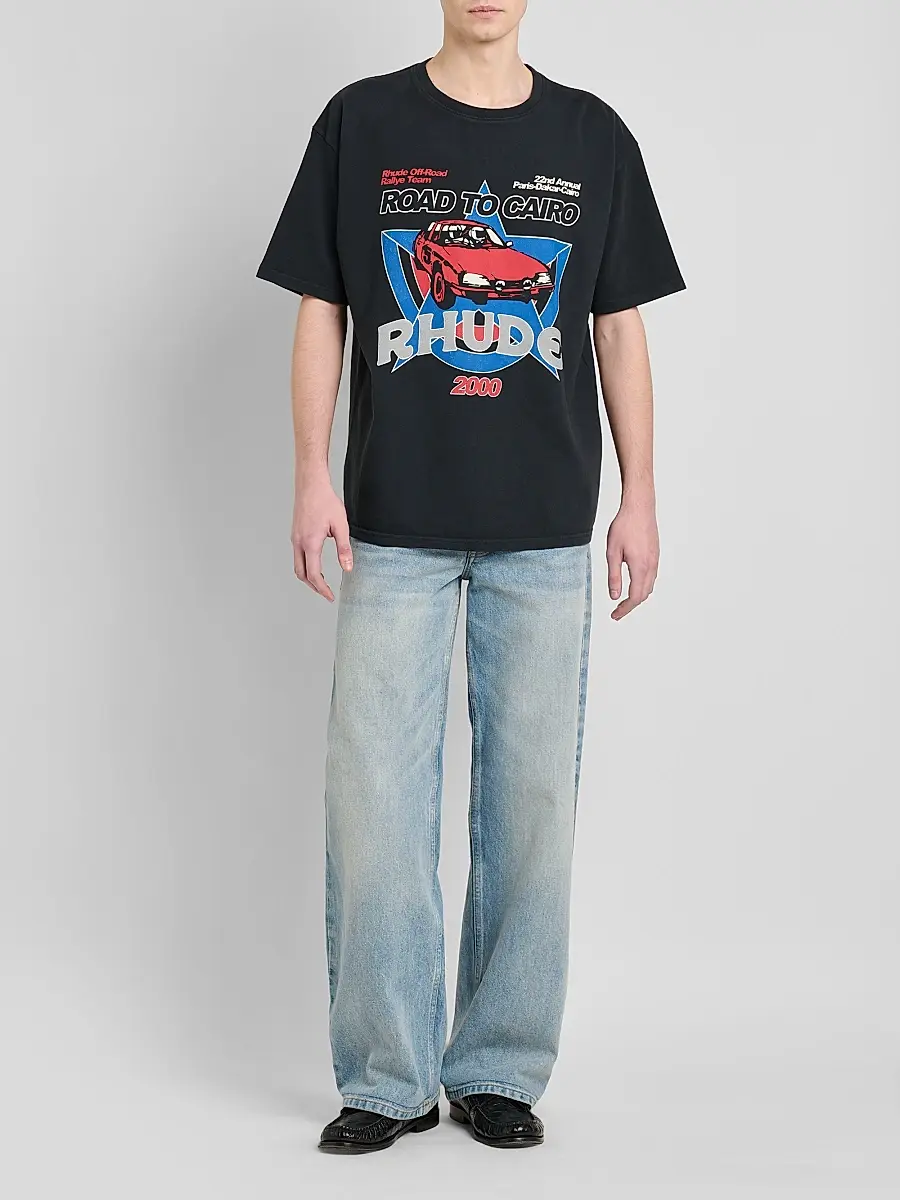 Rhude Men's Road To Cairo Graphic Cotton T-Shirt | Thumbnail 2