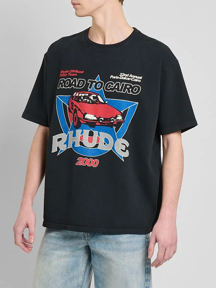 Rhude Men's Road To Cairo Graphic Cotton T-Shirt | Thumbnail 4