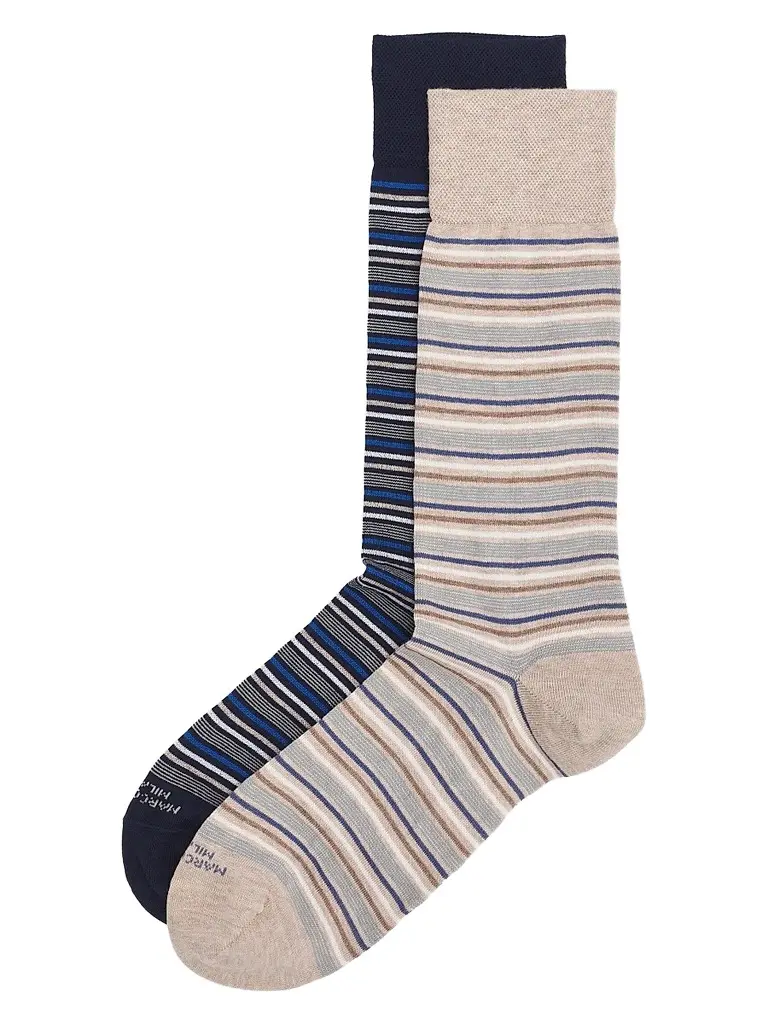 Marcoliani Men's Torino Striped Cotton-Nylon Socks 2-Pack | Image 1 Marcoliani Men's Torino Striped Cotton-Nylon Socks 2-Pack | Image 1