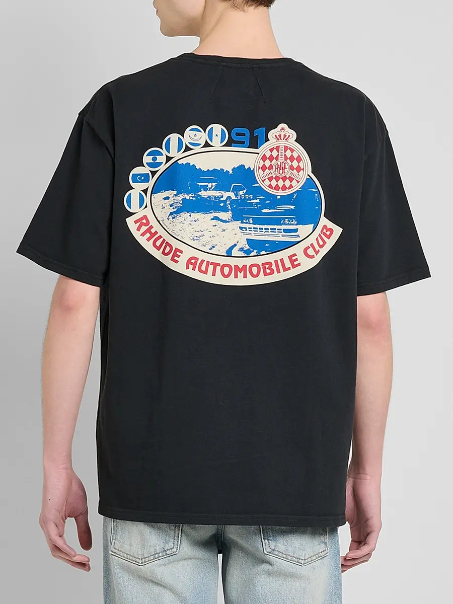 Rhude Men's Automobile Club Logo Cotton T-Shirt | Thumbnail 3