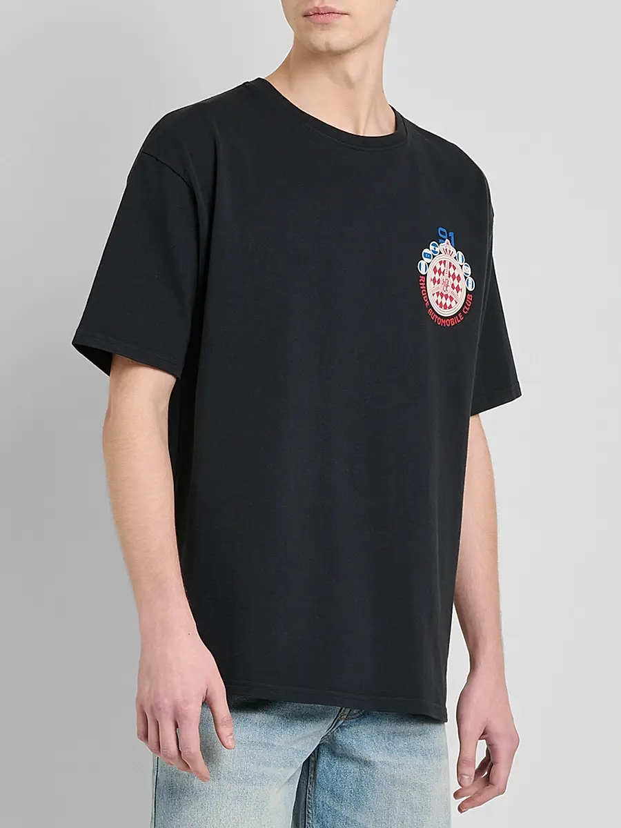 Rhude Men's Automobile Club Logo Cotton T-Shirt | Thumbnail 4