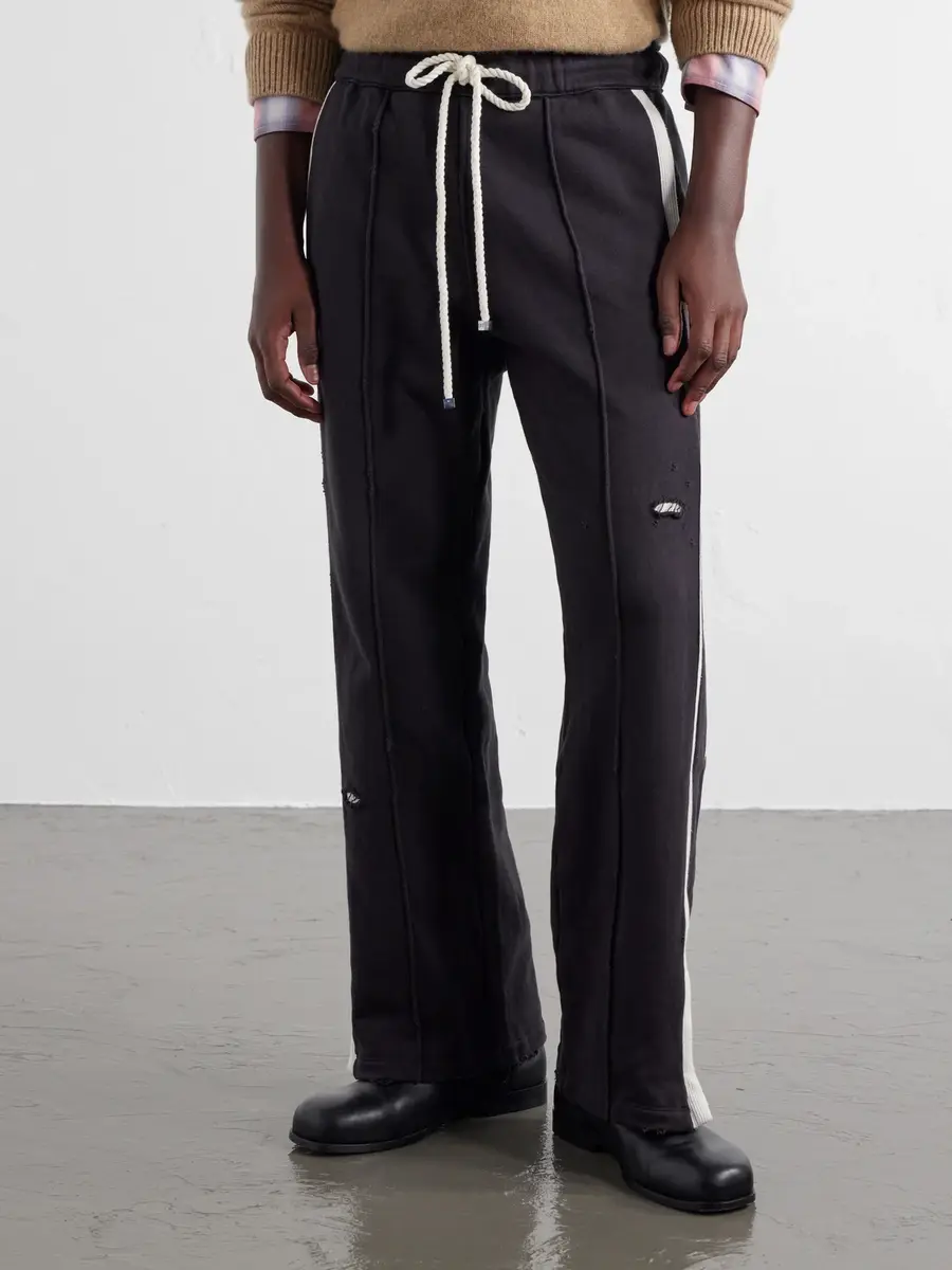 Nahmias Repaired Wide-Leg Cotton-Jersey Drawstring Sweatpants - Men | Thumbnail 3 Nahmias Repaired Wide-Leg Cotton-Jersey Drawstring Sweatpants - Men | Thumbnail 3