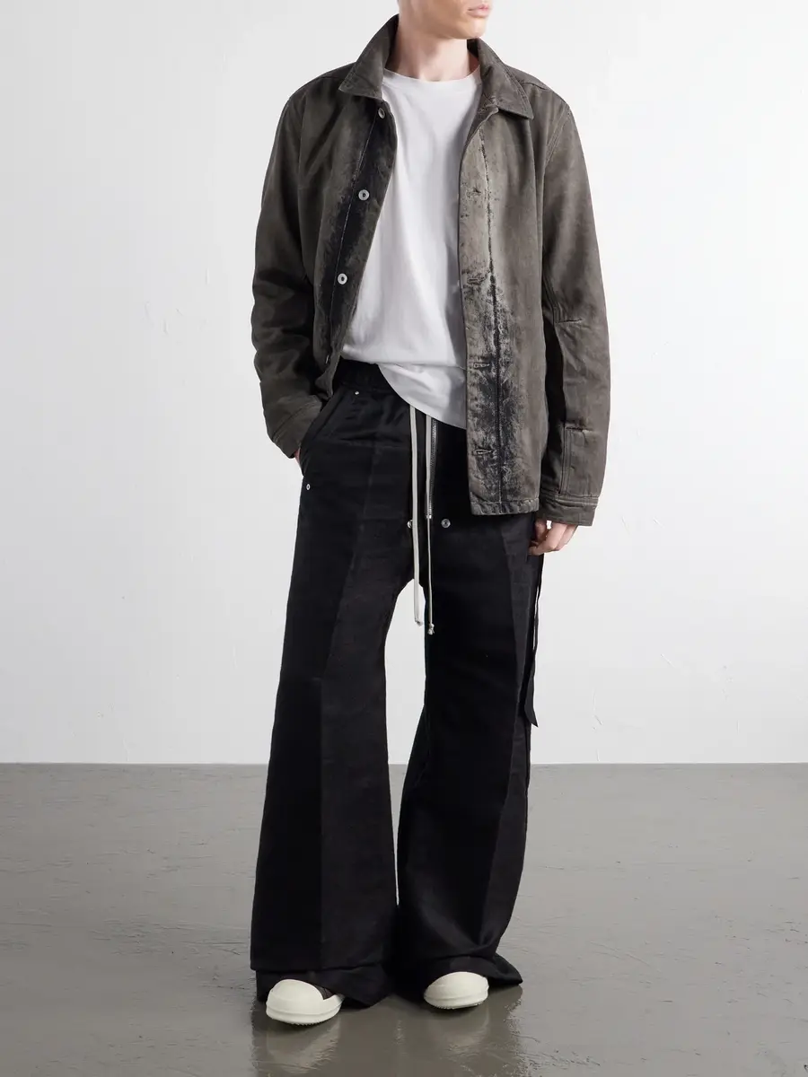 Rick Owens Wide Bela Wide-Leg Flannel Drawstring Trousers - Men | Thumbnail 2 Rick Owens Wide Bela Wide-Leg Flannel Drawstring Trousers - Men | Thumbnail 2