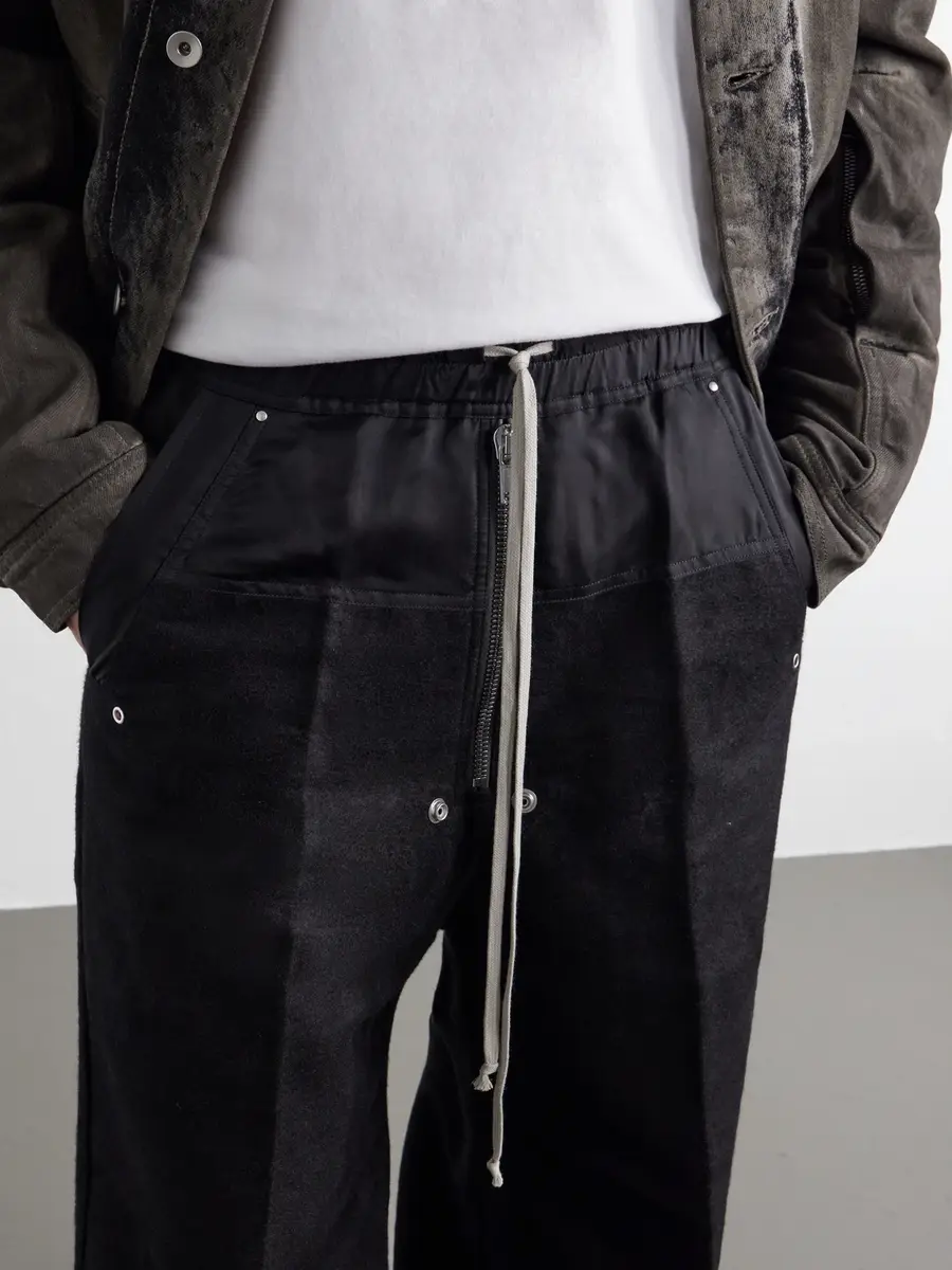 Rick Owens Wide Bela Wide-Leg Flannel Drawstring Trousers - Men | Thumbnail 5 Rick Owens Wide Bela Wide-Leg Flannel Drawstring Trousers - Men | Thumbnail 5