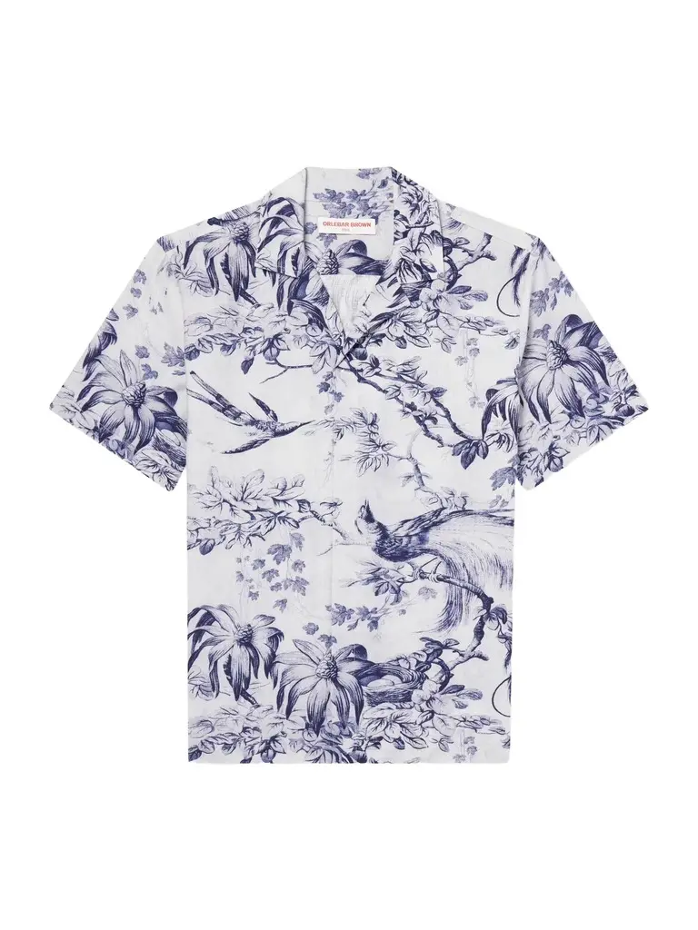 Orlebar Brown Maitan Camp-Collar Printed Linen Shirt - Men | Image 1 Orlebar Brown Maitan Camp-Collar Printed Linen Shirt - Men | Image 1