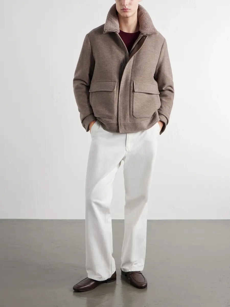 Canali Shearling-Trimmed Wool and Cashmere-Blend Bomber Jacket - Men | Thumbnail 2 Canali Shearling-Trimmed Wool and Cashmere-Blend Bomber Jacket - Men | Thumbnail 2