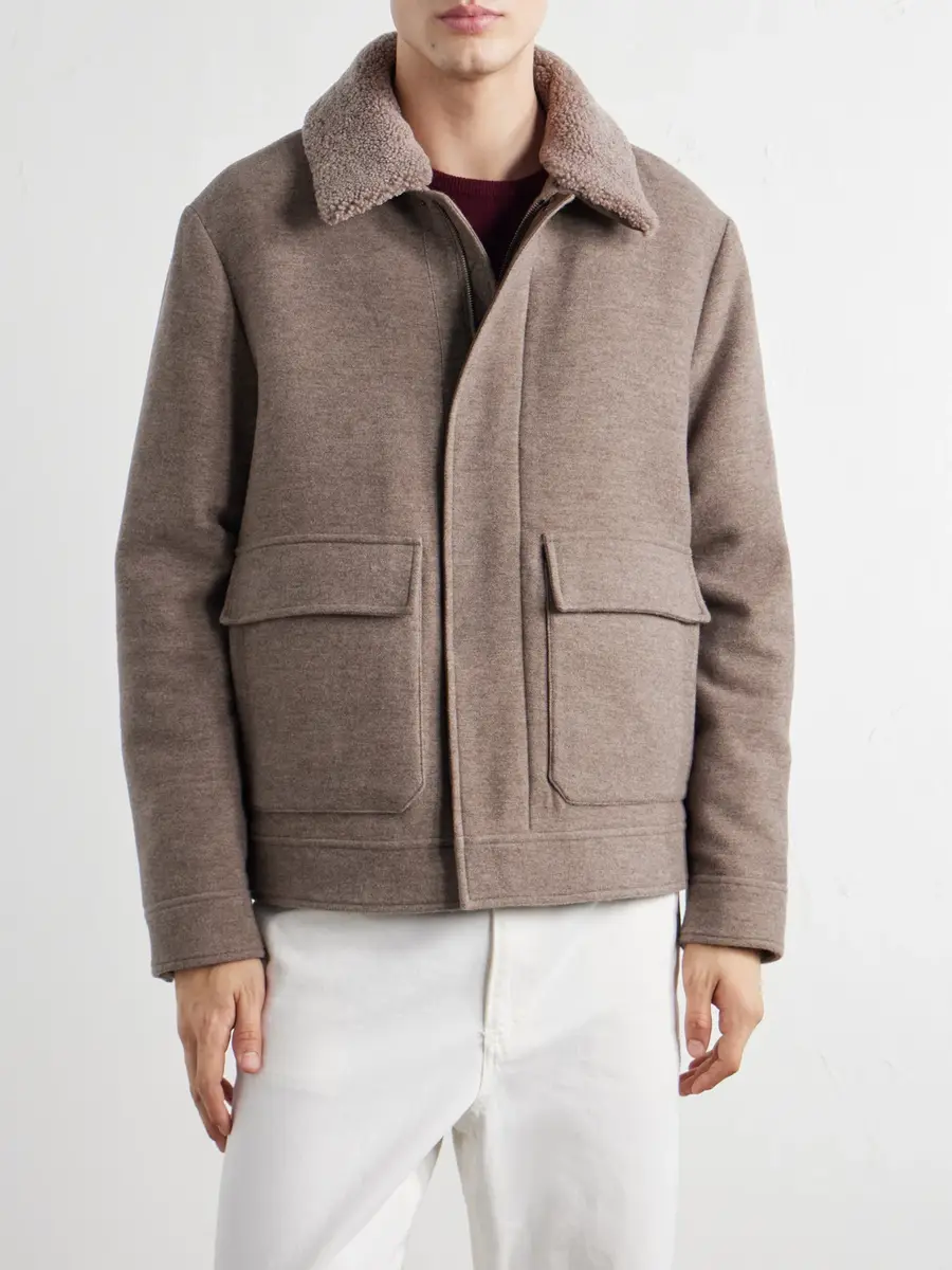 Canali Shearling-Trimmed Wool and Cashmere-Blend Bomber Jacket - Men | Thumbnail 3 Canali Shearling-Trimmed Wool and Cashmere-Blend Bomber Jacket - Men | Thumbnail 3