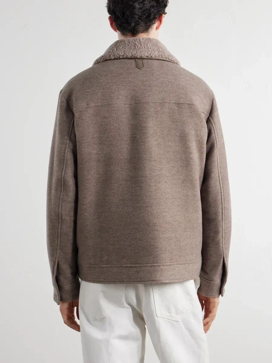 Canali Shearling-Trimmed Wool and Cashmere-Blend Bomber Jacket - Men | Thumbnail 4 Canali Shearling-Trimmed Wool and Cashmere-Blend Bomber Jacket - Men | Thumbnail 4