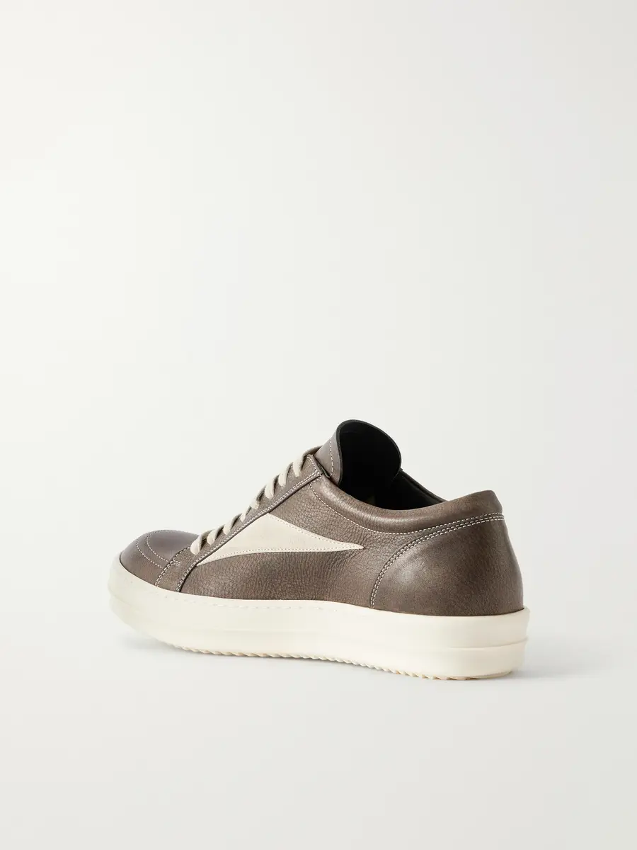 Rick Owens Vintage Sneaks Suede-Trimmed Full-Grained Leather Sneakers - Men | Thumbnail 4 Rick Owens Vintage Sneaks Suede-Trimmed Full-Grained Leather Sneakers - Men | Thumbnail 4
