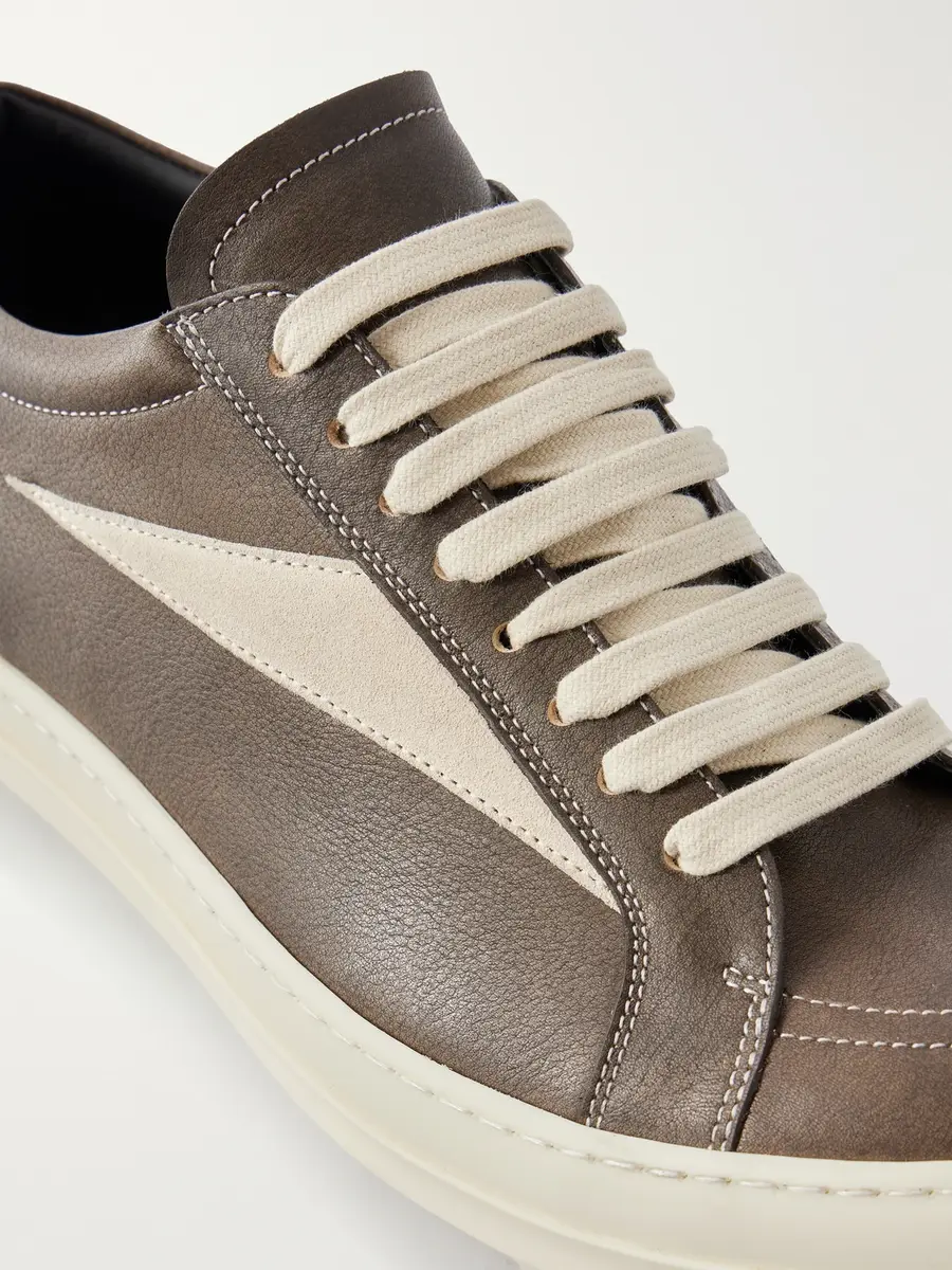 Rick Owens Vintage Sneaks Suede-Trimmed Full-Grained Leather Sneakers - Men | Thumbnail 5 Rick Owens Vintage Sneaks Suede-Trimmed Full-Grained Leather Sneakers - Men | Thumbnail 5