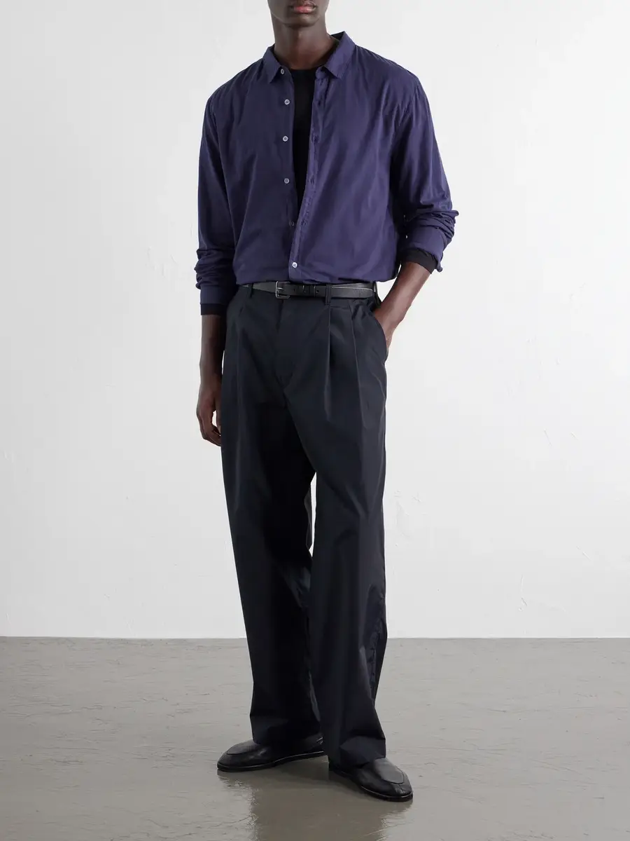 ssstein Wide-Leg Cotton-Blend Pleated Satin Trousers - Men | Thumbnail 2 ssstein Wide-Leg Cotton-Blend Pleated Satin Trousers - Men | Thumbnail 2