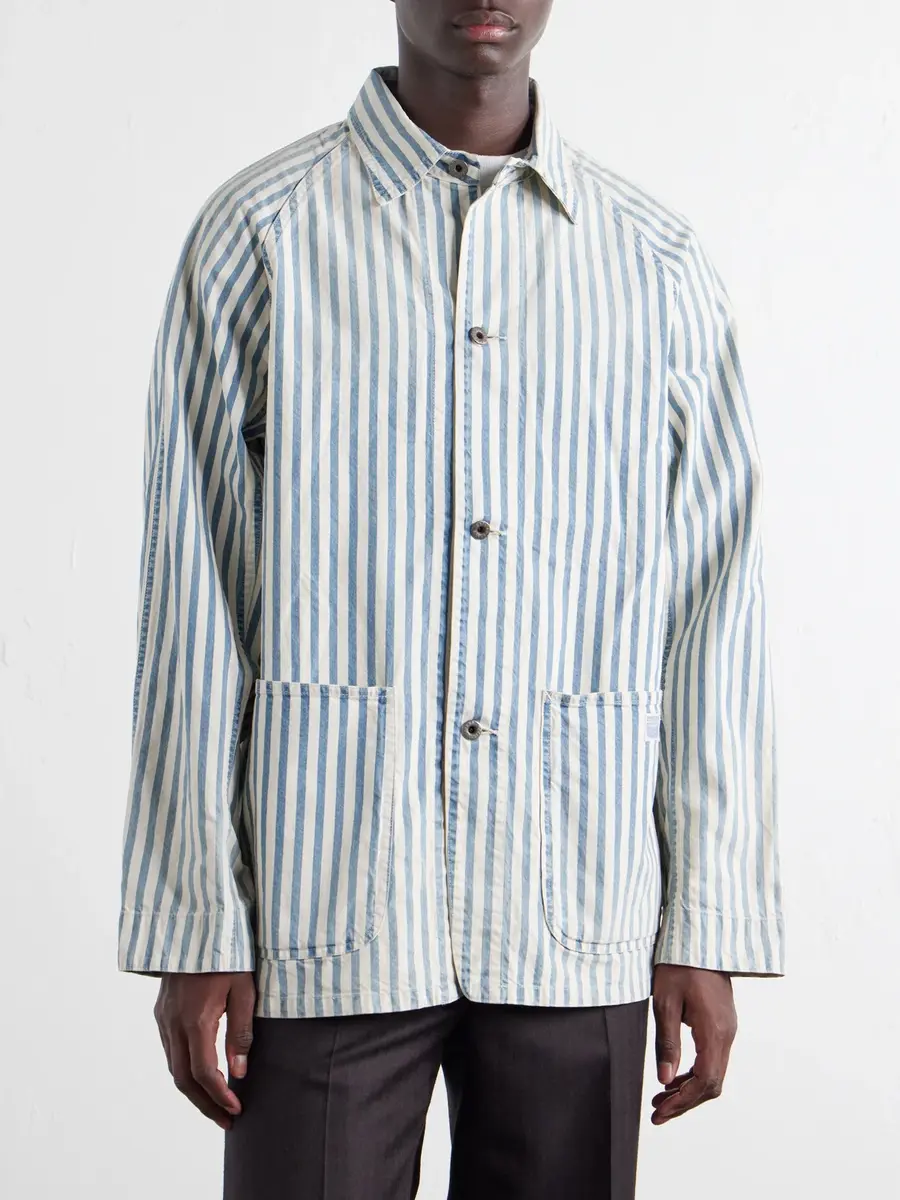 KAPITAL Logo-Appliquéd Striped Cotton-Twill Overshirt - Men | Thumbnail 3