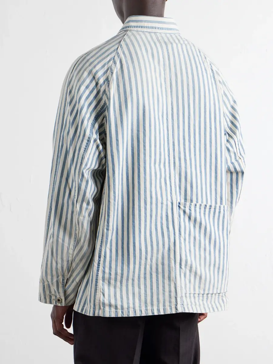 KAPITAL Logo-Appliquéd Striped Cotton-Twill Overshirt - Men | Thumbnail 4