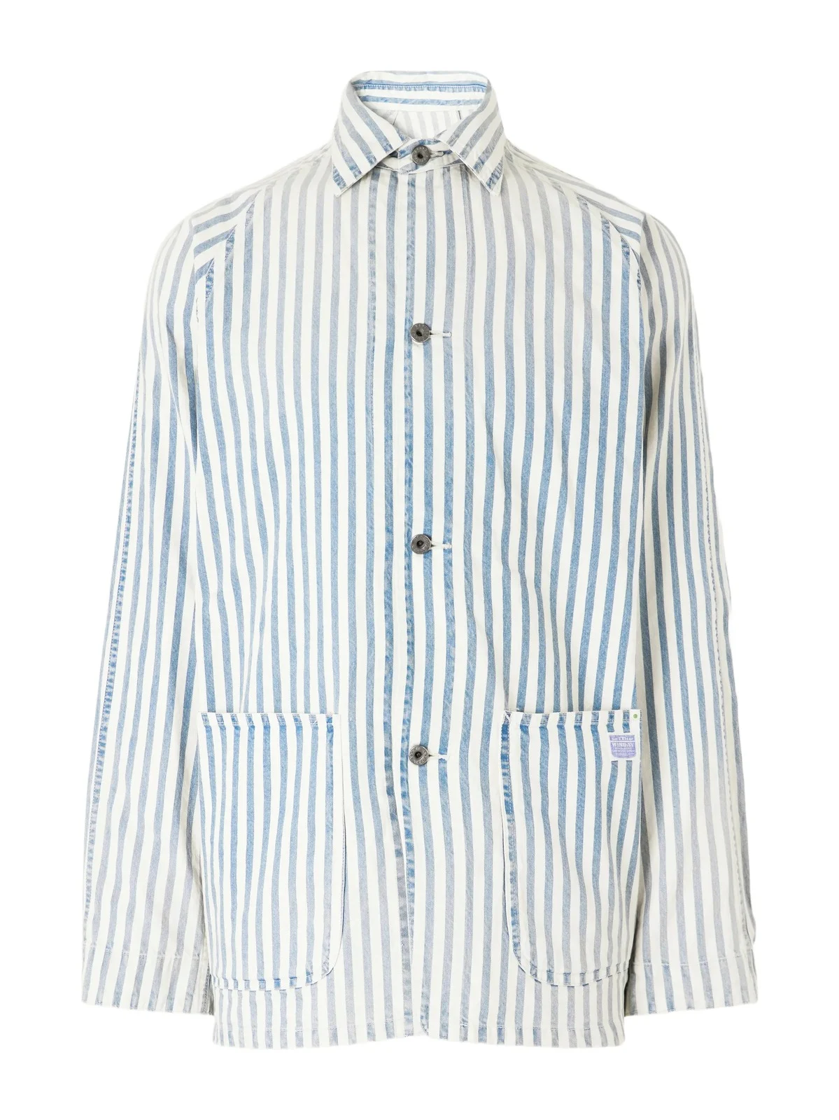KAPITAL Logo-Appliquéd Striped Cotton-Twill Overshirt - Men