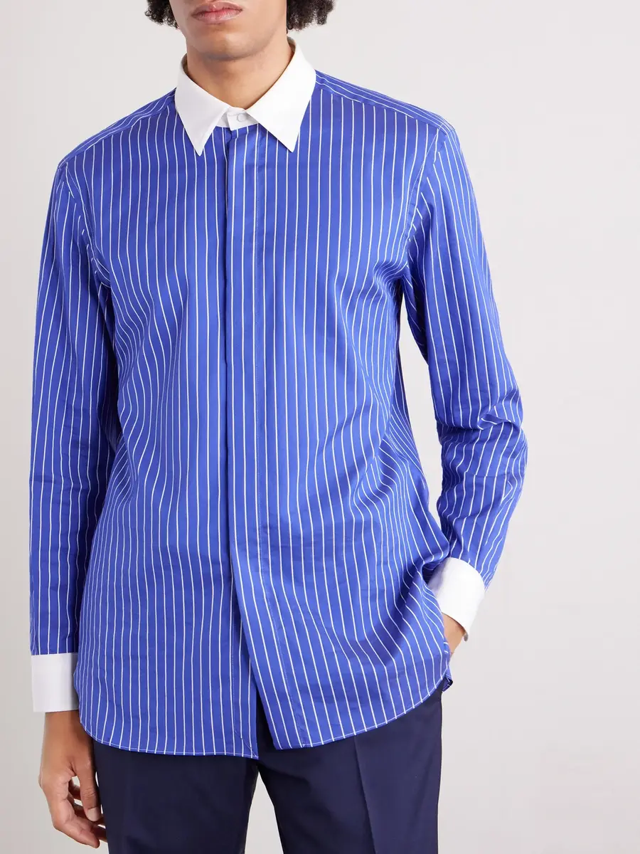 Tom Ford Classic-Collar Pinstriped Silk Shirt - Men | Thumbnail 2 Tom Ford Classic-Collar Pinstriped Silk Shirt - Men | Thumbnail 2
