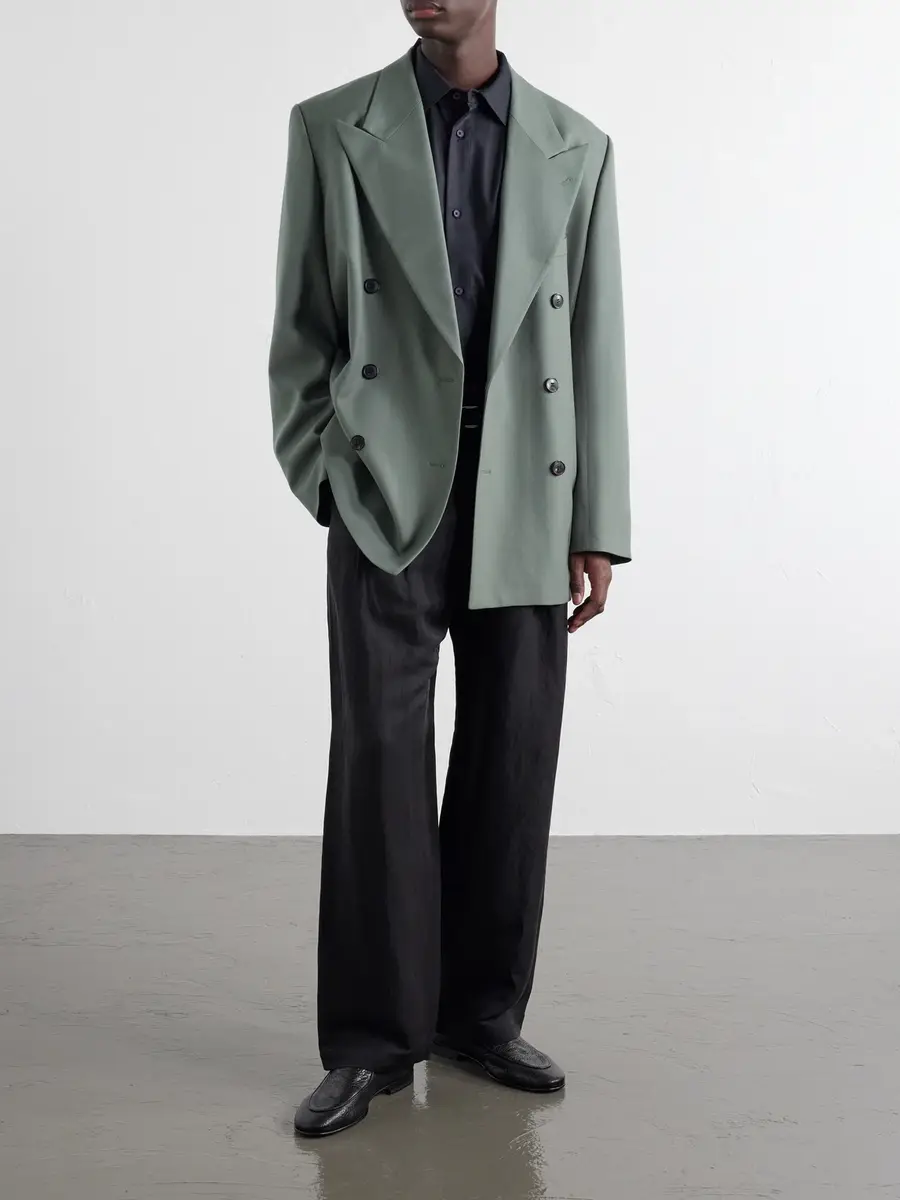 ssstein Wide-Leg Linen and Silk-Blend Twill Trousers - Men | Thumbnail 2 ssstein Wide-Leg Linen and Silk-Blend Twill Trousers - Men | Thumbnail 2