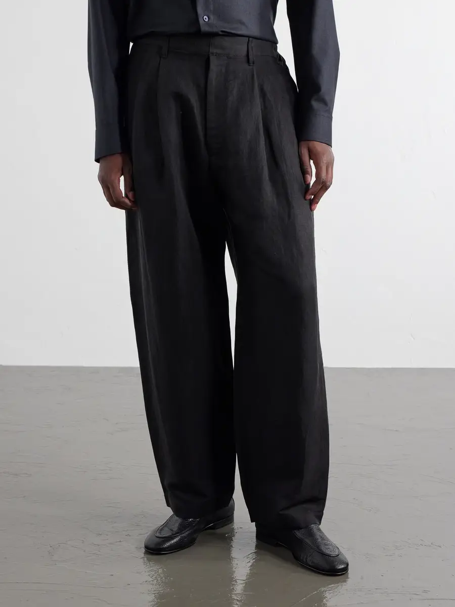 ssstein Wide-Leg Linen and Silk-Blend Twill Trousers - Men | Thumbnail 3 ssstein Wide-Leg Linen and Silk-Blend Twill Trousers - Men | Thumbnail 3