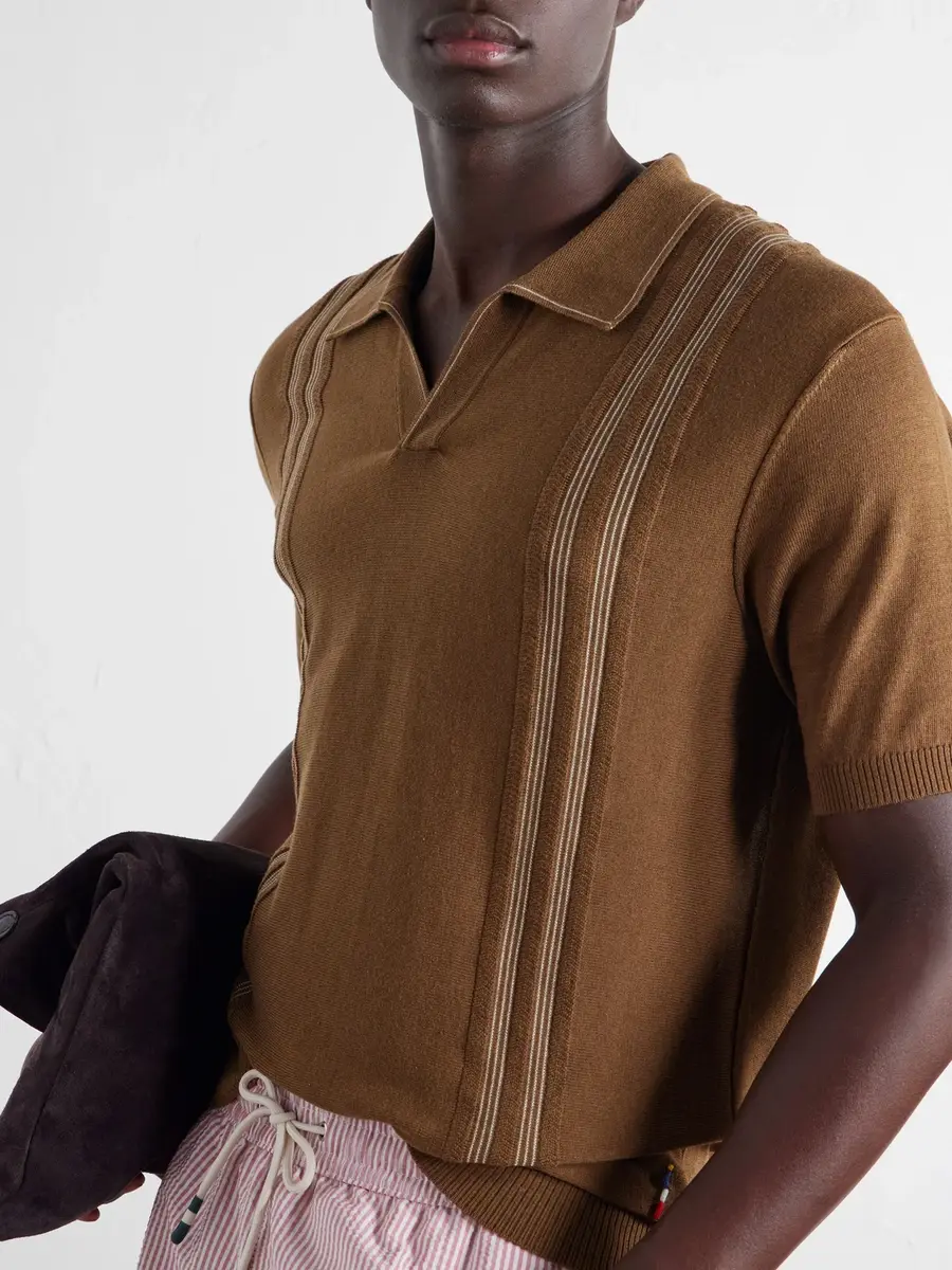 Orlebar Brown Horton Striped Silk and Organic Cotton-Blend Polo Shirt - Men | Thumbnail 5
