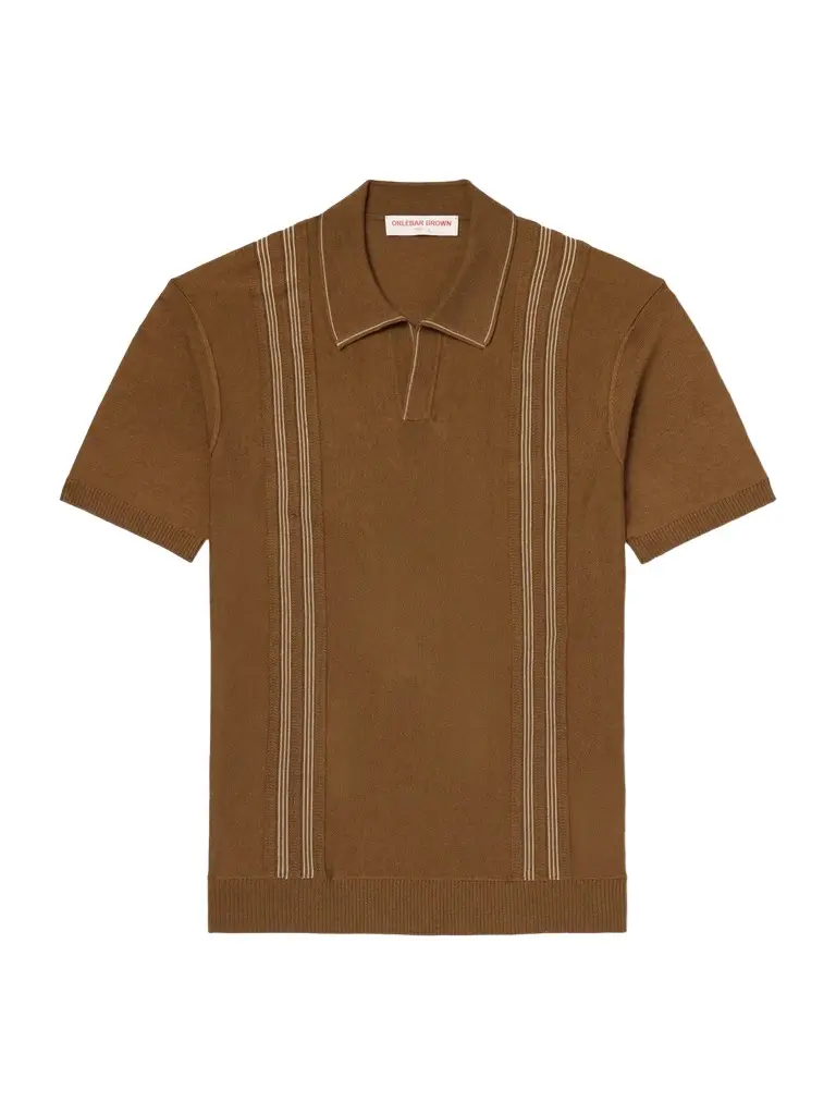 Orlebar Brown Horton Striped Silk and Organic Cotton-Blend Polo Shirt - Men | Image 1 Orlebar Brown Horton Striped Silk and Organic Cotton-Blend Polo Shirt - Men | Image 1
