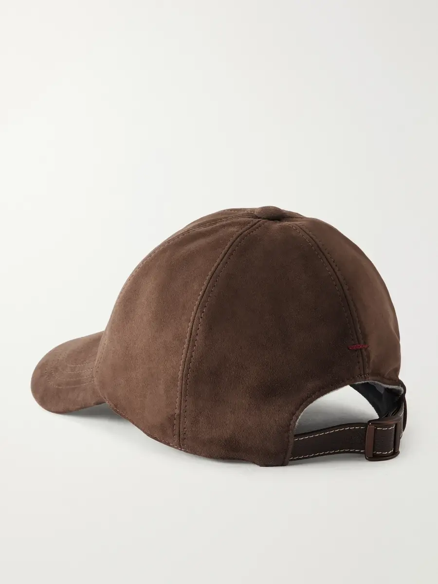 Brunello Cucinelli Logo-Embroidered Suede Cap - Men | Thumbnail 4