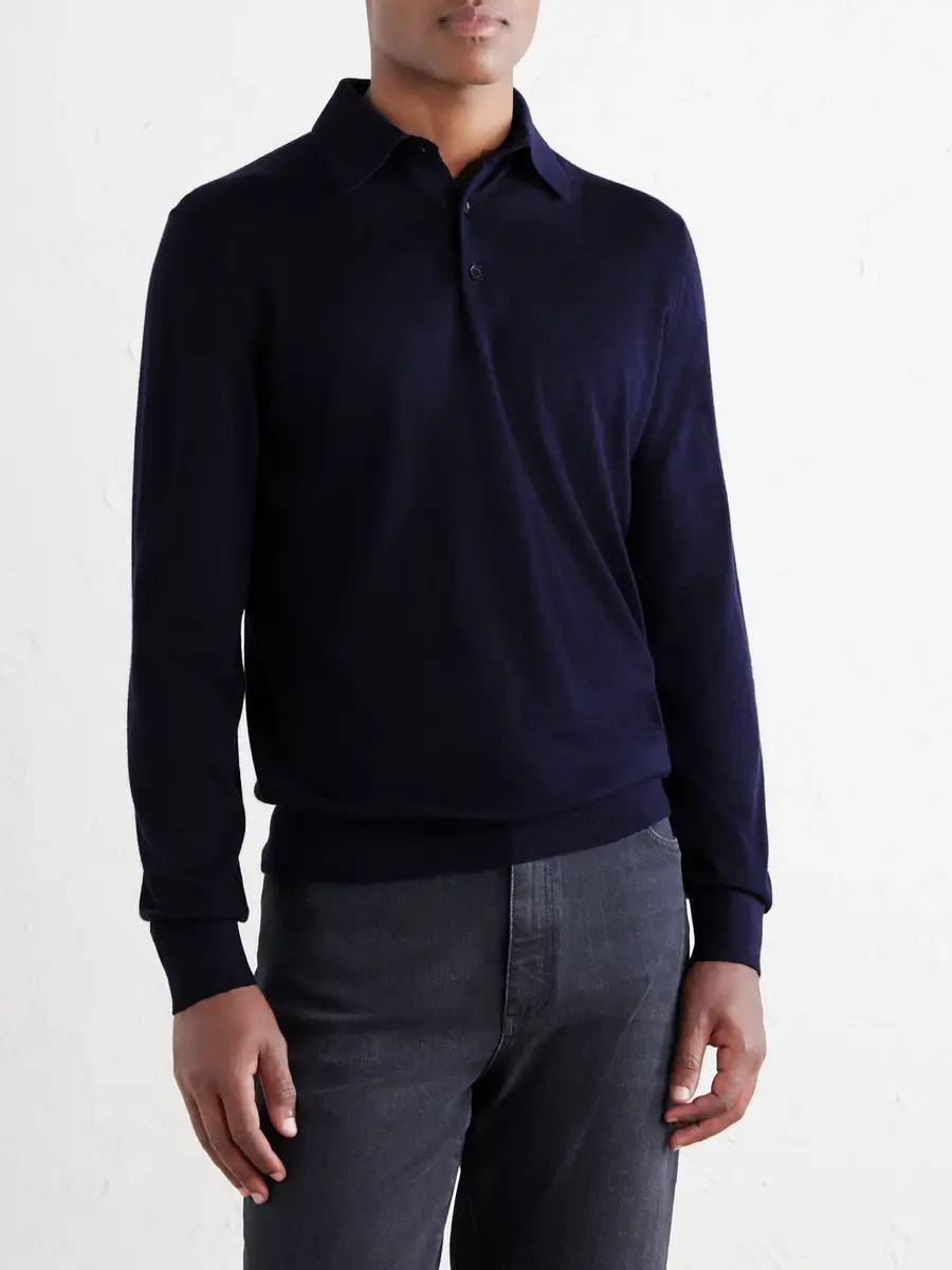 Zegna Cashmere and Silk-Blend Polo Shirt - Men | Thumbnail 3 Zegna Cashmere and Silk-Blend Polo Shirt - Men | Thumbnail 3