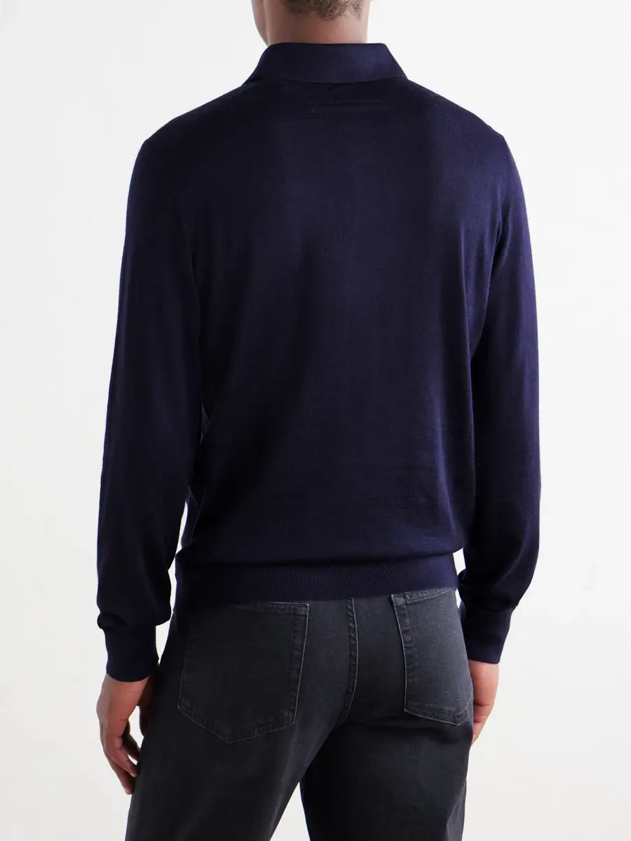 Zegna Cashmere and Silk-Blend Polo Shirt - Men | Thumbnail 4 Zegna Cashmere and Silk-Blend Polo Shirt - Men | Thumbnail 4