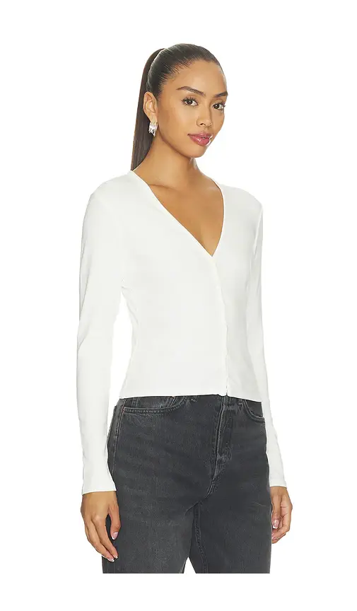 GOOD AMERICAN The Rib V Neck Cardigan | Thumbnail 2
