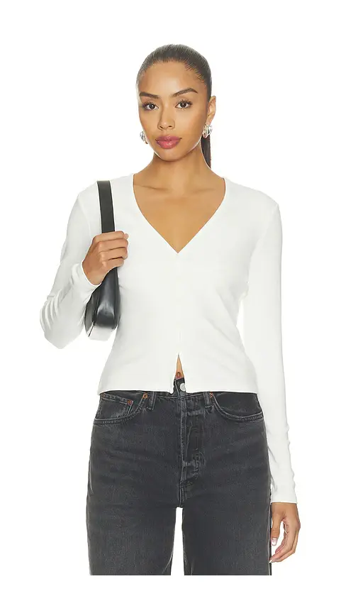 GOOD AMERICAN The Rib V Neck Cardigan