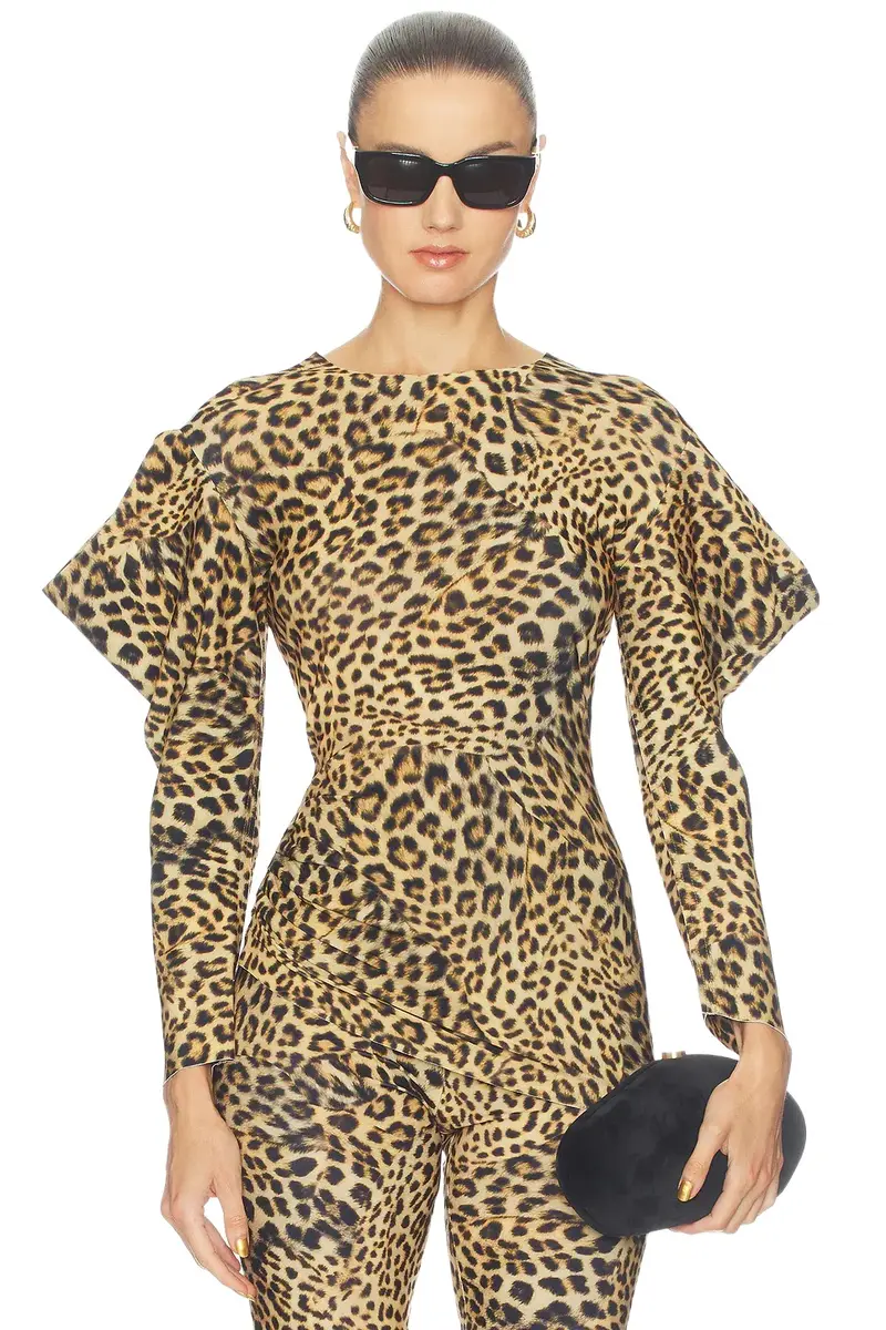 Norma Kamali Wing Sleeve Side Drape Top