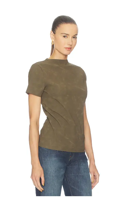 Hudson Jeans Faux Suede Short Sleeve Ruched Top | Thumbnail 2 Hudson Jeans Faux Suede Short Sleeve Ruched Top | Thumbnail 2