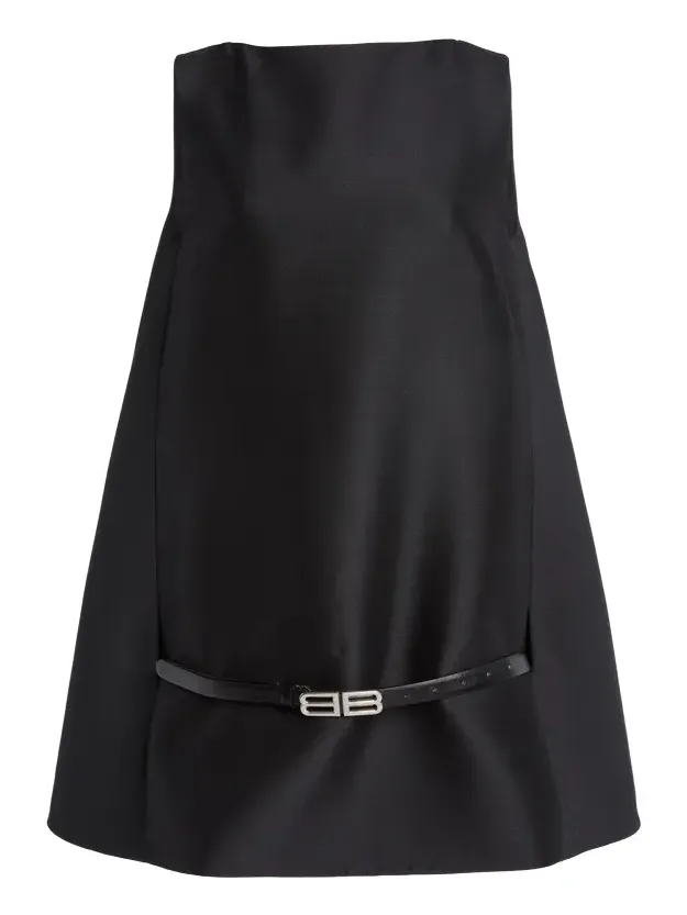Belted Wool-Silk Mini Dress