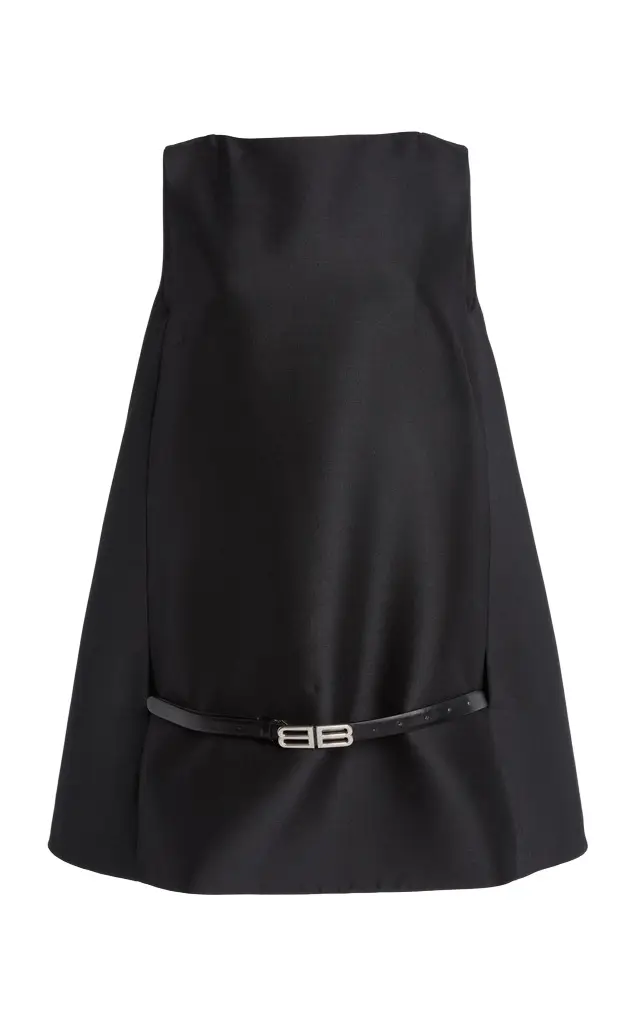 Balenciaga Belted Wool-Silk Mini Dress