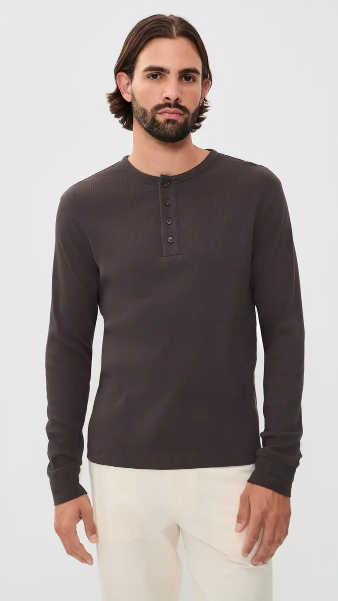 Vince Cotton Rib Henley Shirt | Thumbnail 2 Vince Cotton Rib Henley Shirt | Thumbnail 2