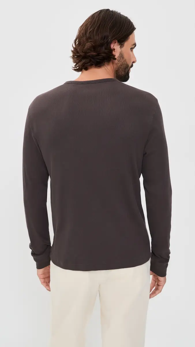 Vince Cotton Rib Henley Shirt | Thumbnail 3 Vince Cotton Rib Henley Shirt | Thumbnail 3