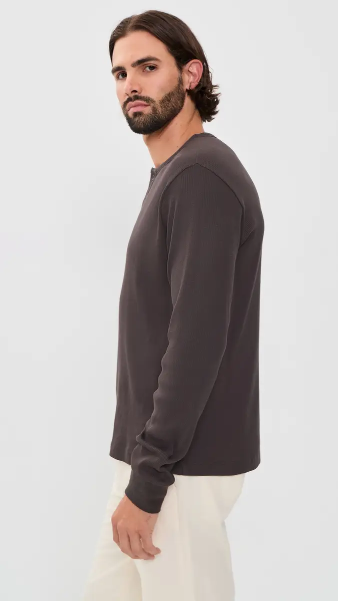 Vince Cotton Rib Henley Shirt | Thumbnail 4 Vince Cotton Rib Henley Shirt | Thumbnail 4