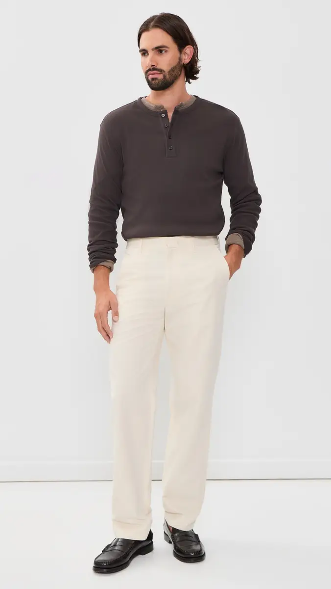 Vince Cotton Rib Henley Shirt | Thumbnail 5 Vince Cotton Rib Henley Shirt | Thumbnail 5
