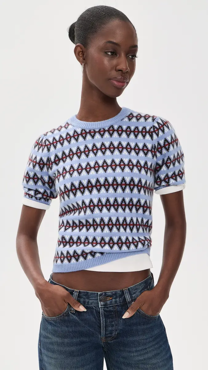 Frame The Cashmere Crew Short Sleeve Sweater | Thumbnail 2 Frame The Cashmere Crew Short Sleeve Sweater | Thumbnail 2