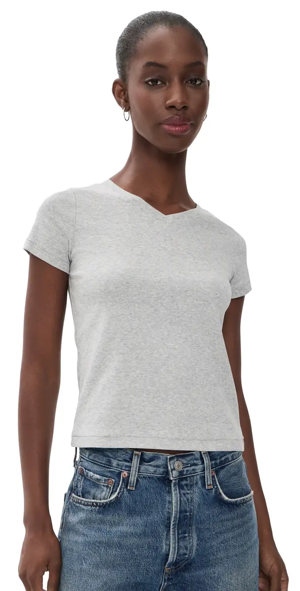 DL1961 hrunken V-Neck Tee Heather Grey | Image 1 DL1961 hrunken V-Neck Tee Heather Grey | Image 1