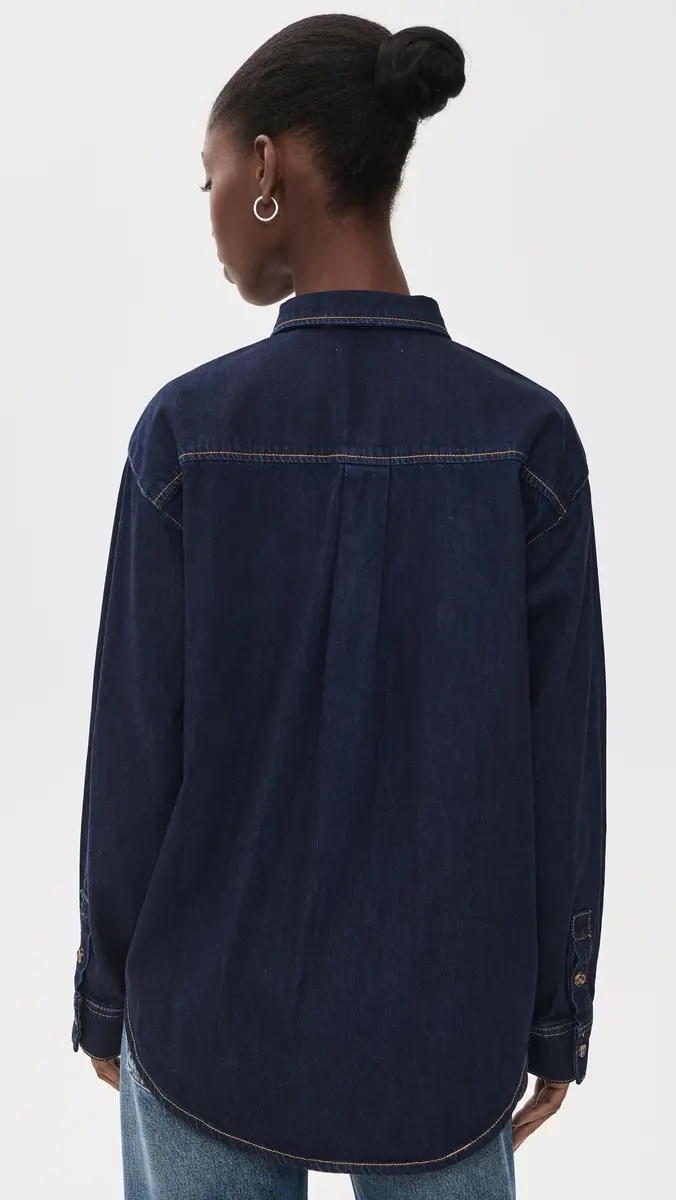 GOOD AMERICAN The Denim Oversized Button Down Shirt | Thumbnail 3