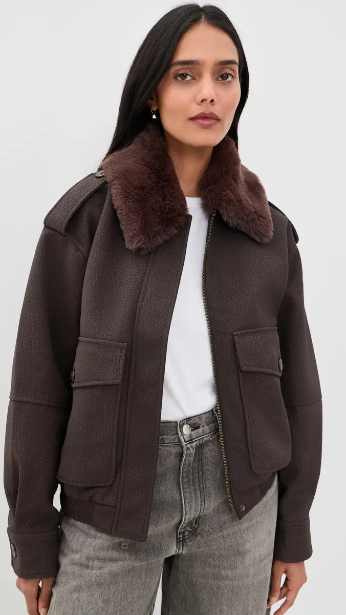 GOOD AMERICAN The Better Than Leather Faux Leather Bomber Jacket | Thumbnail 2