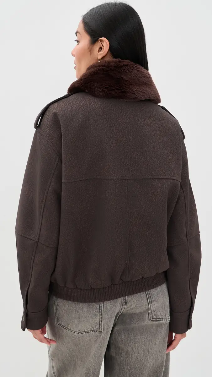 GOOD AMERICAN The Better Than Leather Faux Leather Bomber Jacket | Thumbnail 3