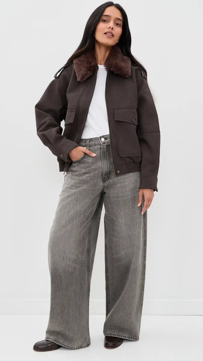 GOOD AMERICAN The Better Than Leather Faux Leather Bomber Jacket | Thumbnail 5