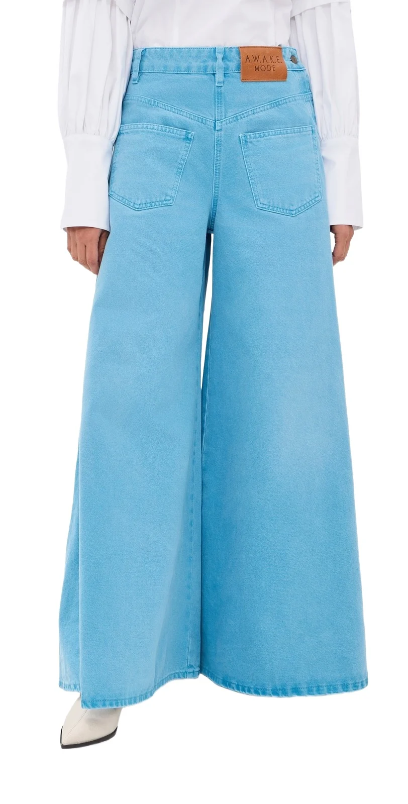 A. W.A. K.E. MODE Super Wide Leg Mirror Jeans A. W.A. K.E. MODE Super Wide Leg Mirror Jeans