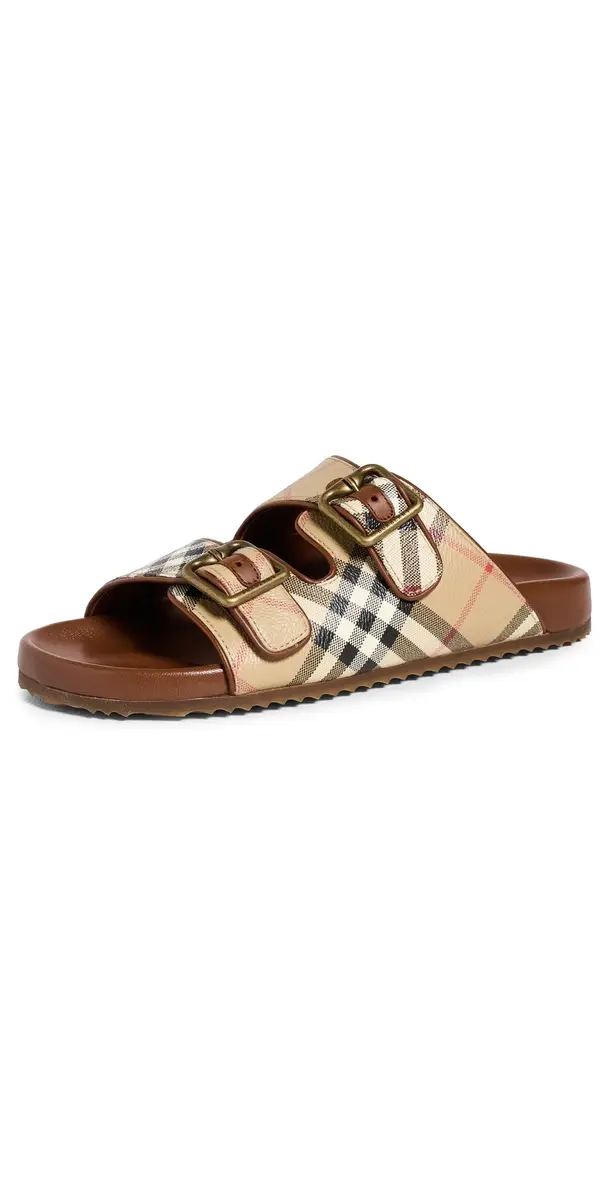 Burberry Urchin Checkered Sandals Archive Beige Ip Check | Image 1 Burberry Urchin Checkered Sandals Archive Beige Ip Check | Image 1