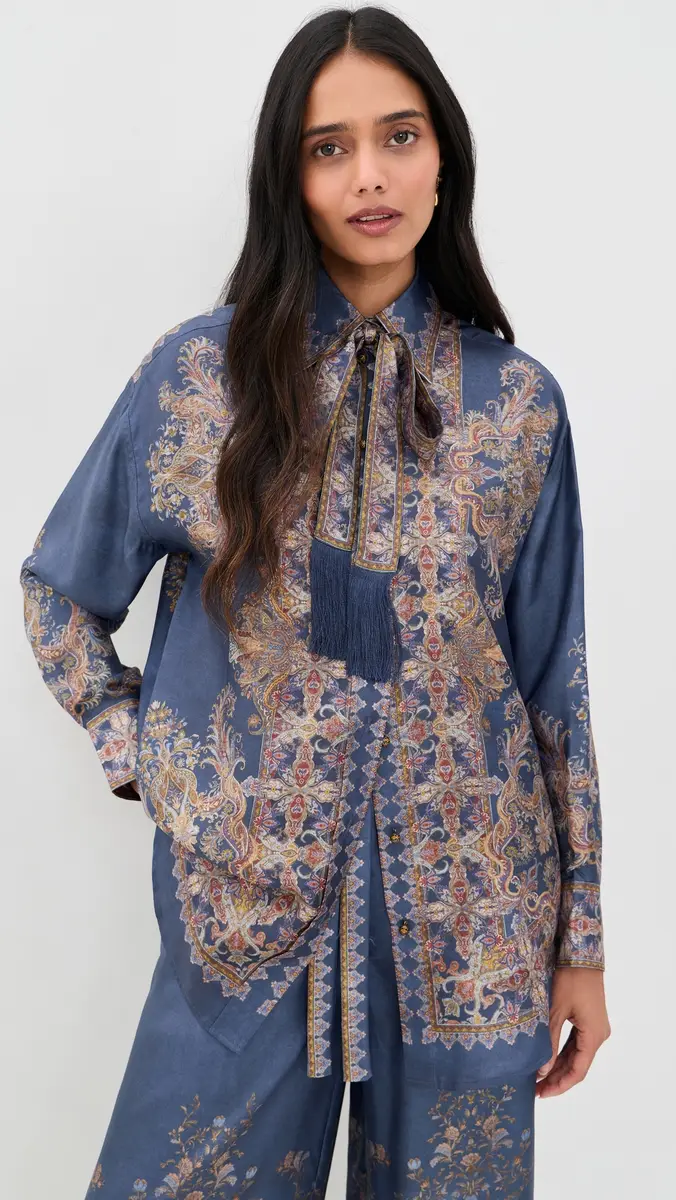 Zimmermann Valiant Relaxed Silk Button Down Shirt | Thumbnail 2 Zimmermann Valiant Relaxed Silk Button Down Shirt | Thumbnail 2