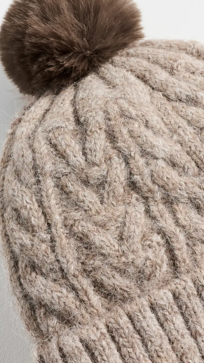 Hat Attack Alpine Cable Beanie With Pom Taupe | Thumbnail 4 Hat Attack Alpine Cable Beanie With Pom Taupe | Thumbnail 4