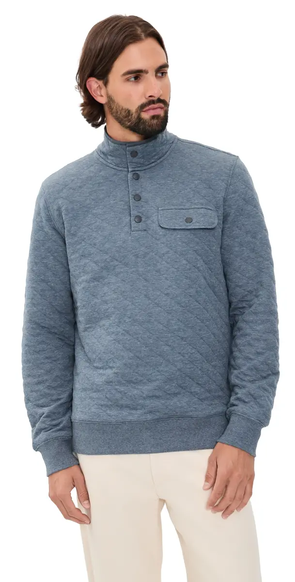 Faherty Epic Quilted Pullover Crystal Creek Heather | Image 1 Faherty Epic Quilted Pullover Crystal Creek Heather | Image 1